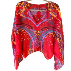 Free People Red and Blue Blouse
